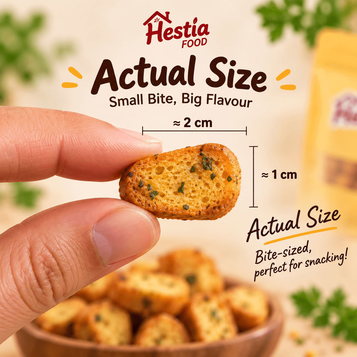 Saiz sebenar Garlic Bites